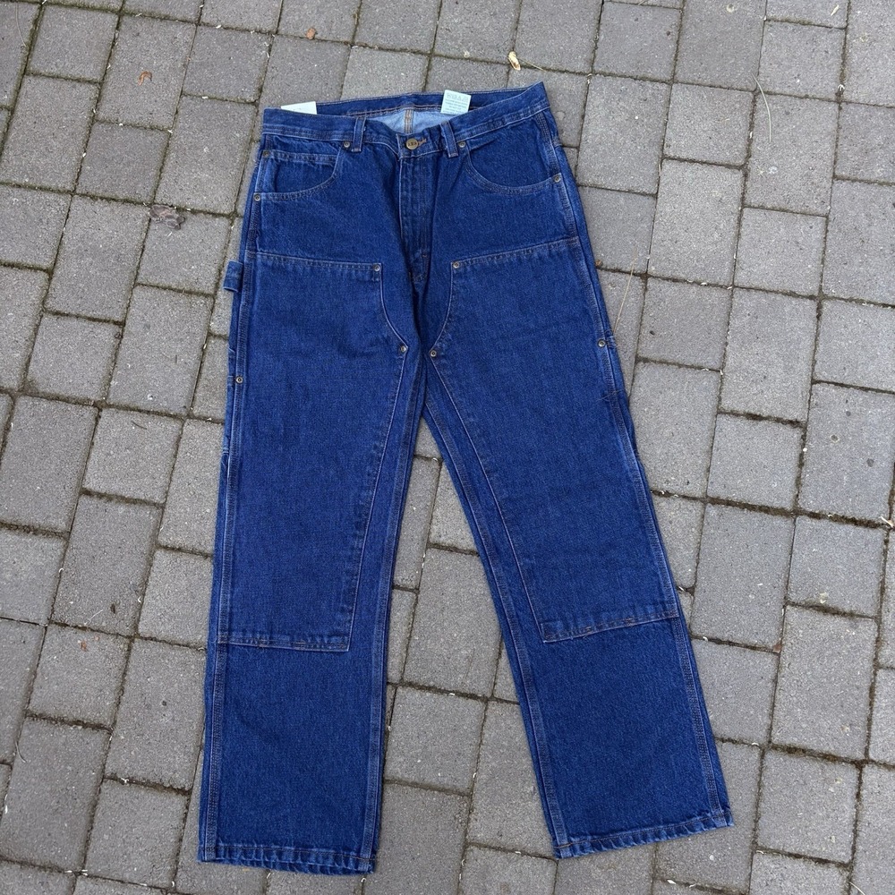 Deadstock Key Double Knee Denim Dungaree Work Pants Y2K Made In Mexico 32x30